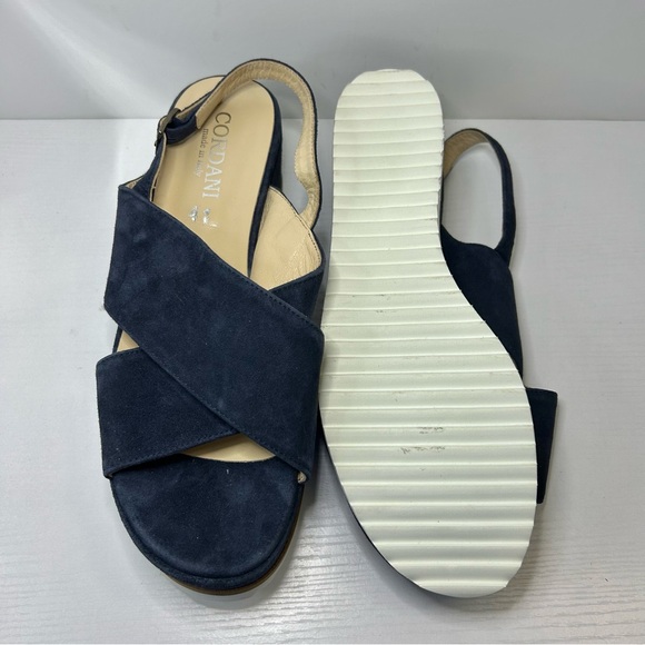 Cordani Kaylee Slingback Wedge Platform Navy Suede Criss Cross Strap Sz 41 EU - Picture 7 of 15